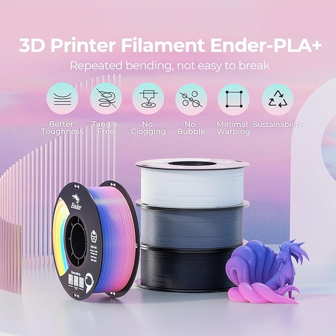 Creality 3D Printer Filament 1.75mm Ender PLA+ Filament Strong Toughness No-Tangling Vacuum Packaging 3D Printing Filament Fit Most 3D Printers 1kg Spool Accuracy +/- 0.02mm Beige