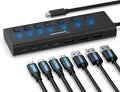 SABRENT 7-Port USB-C Hub with Power Switches 5Gbps USB 3.2 48W Powered Hub with 3 USB-A + 4 USB-C Ports 20W PD LED Status Aluminum Body – for Mac PC Steam Deck ROG Ally (HB-3A4C)