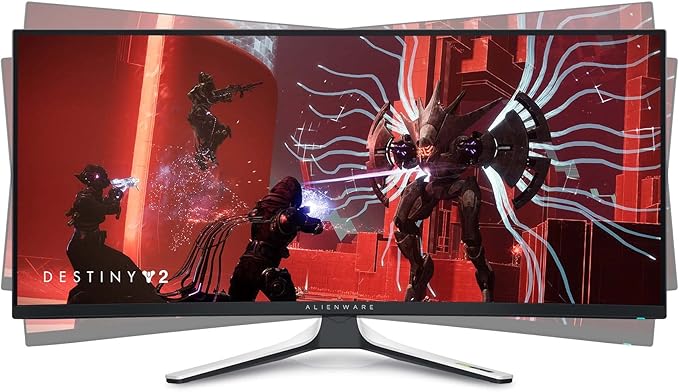 Alienware AW3423DW Curved Gaming Monitor 34.18 inch Quantom Dot-OLED 1800R Display 3440x1440 Pixels at 175Hz True 0.1ms Gray-to-Gray 1M:1 Contrast Ratio 1.07 Billions Colors - Lunar Light