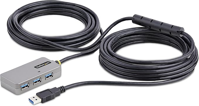 StarTech.com USB Extender Hub 10m USB 3.0 Extension Cable w/ 4-Port USB-A Hub Active/Bus Powered USB Repeater Cable Optional 20W Power Supply Included Level 2 ESD Protection TAA