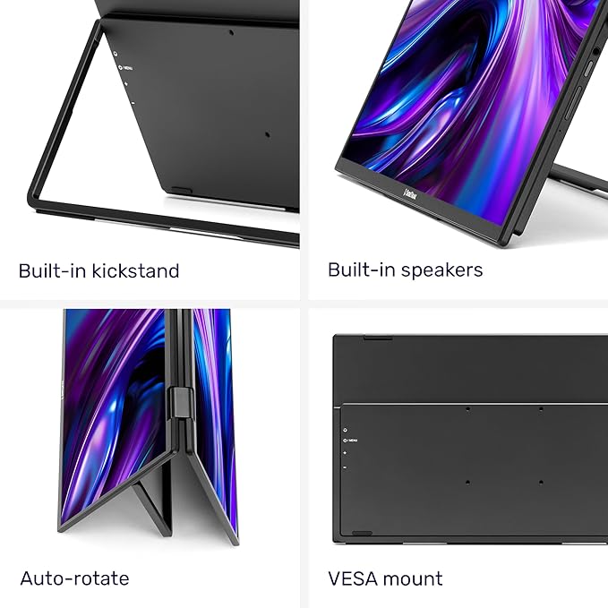 SideTrak Solo Book 15.6 Foldable Dual Screen Portable Monitor - FHD Portable Stacked Monitor External Display for Laptop Extender with Stacked Dual Monitors for Mac PC and Chromebook