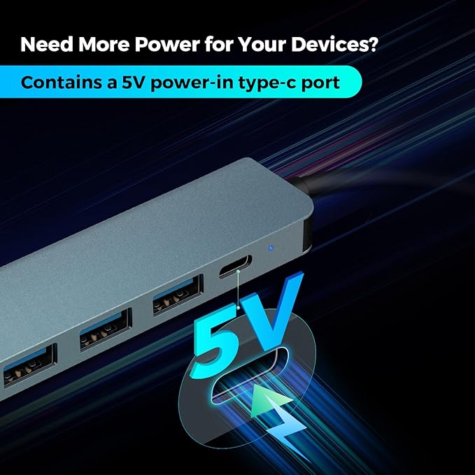 XTRONS 4 Ports USB 3.0 Hub Splitter 5 Gbps High Speed Data Ports Adapter for Laptop/Desktop PC/Car Use