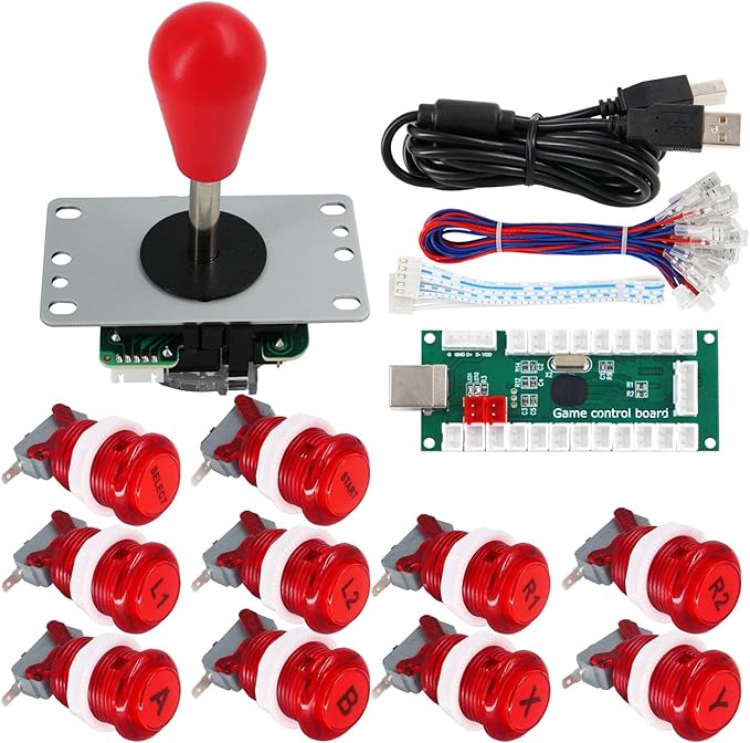 Arcade Game Controller DIY Kit Buttons with Logo Coin X Y Start Select 8 Way Joystick USB Encoder for PC MAME Raspberry Pi
