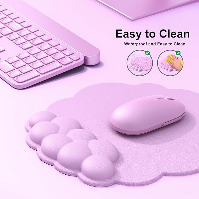 Cloud Mouse Pad with Wrist Rest Cloud Keyboard Wrist Rest Mouse Pad Wrist Support Ergonomic Keyboard Mouse Wrist Support (Pink)