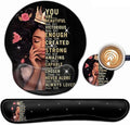 Ergonomic Gaming Mouse Pad Wrist Support and Memory Foam Keyboard Wrist Rest with Anti-Slip Base for Home Office Computer Desk Pad Gel Black Mouse Pad Easy Typing African American Women Black Girl
