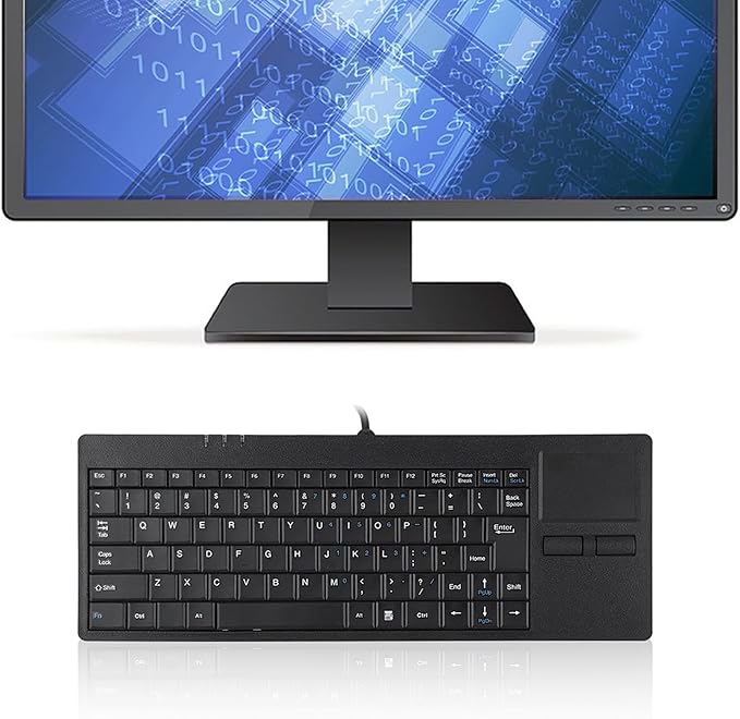 Wired USB Touchpad Keyboard 86 Key Ultra Thin Built-in Touchpad Hub Port Ergonomic Black for Desktop Laptop PC Tablet