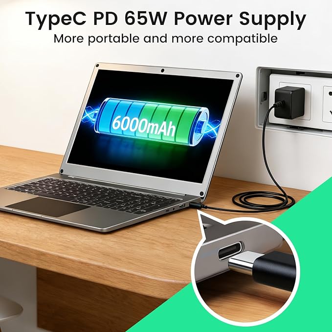 Portable Monitor with Keyboard 15.6 Inch Lapdock Display with 6000mah Built-in BatteryCrowView Note 1080P FHD USB C Monitors Compatible with RPi5 PC Phone Mac Game Console