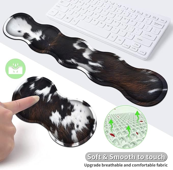JVGFYNKL Gaming Mouse Pad XXL Large Desk Cute Black Cowhide Extended Mousepad Ergonomic Memory Foam Keyboard Wrist Rest Stitched Edges Desk Pad(31.5x11.8 in) Extended Large Mousepads Wrist Rest Set