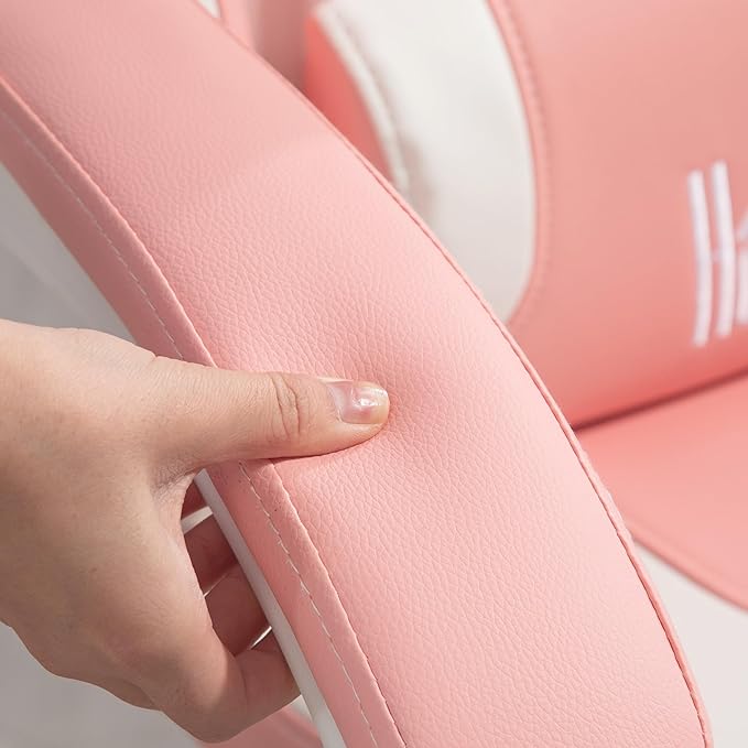 HOMCOM Racing Gaming Chair with Cat Ears Reclining Faux Leather Computer Chair with Footrest Lumbar Support and Headrest Height Adjustable Gamer Chair with Swivel Seat and Wheels Pink