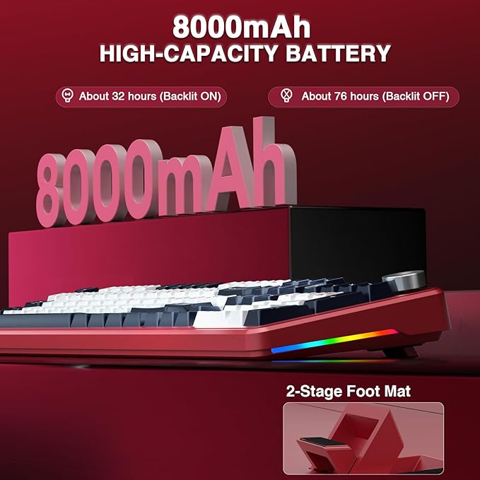 AULA F108 PRO - Wireless Mechanical Keyboard with Screen&ampKnobHot Swappable Gaming Keyboard with 8000mAh BatteryPre-lubed SwitchesRGB BacklitPBT Keycaps Creamy Sounding Computer Keyboards104 K