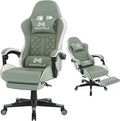 Gaming Chair 400 lbs Adult Chair High Back Computer Chair with Footrest and Linked Armrests Office Video Game Chair with Lumbar Support (Green)