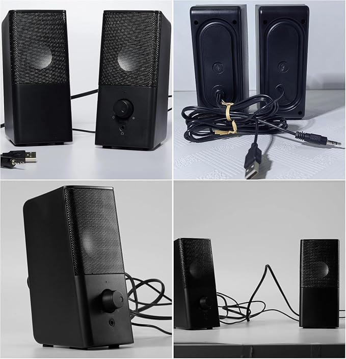 H21 Classic Computer Speakers for Desktop PC Full Stereo Sound USB-Powered Gaming Speaker with 3.5mm Aux Multimedia for Laptop/Desktop/Tablets/Phone(Black