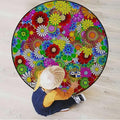 Rustic Floral Design Chair Mat Hard Floor Protecting and Noise Cancelling with Anti Slip Rubber Multi-Purpose Floor Mat for Bedroom Natural Flower FeaturedGreen Yellow Diameter 39.3 in