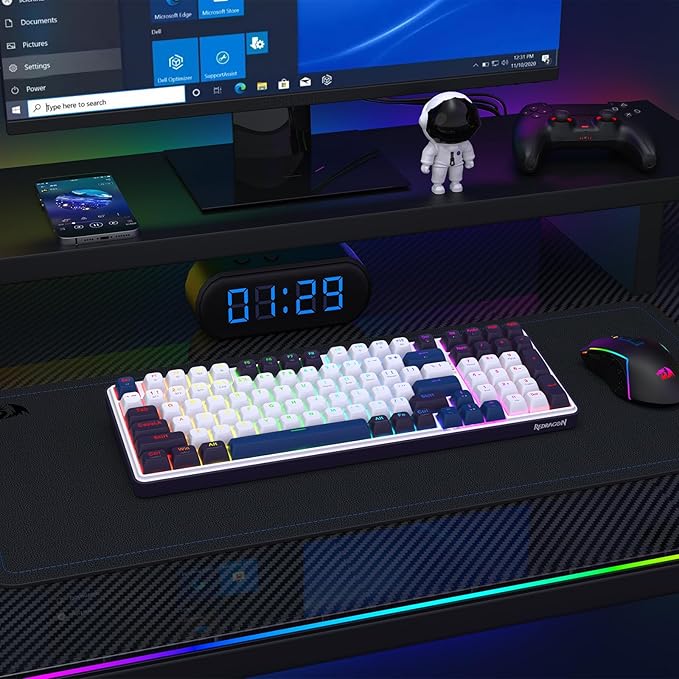 Redragon K744 PRO 99 Keys Wireless Gasket RGB Gaming Keyboard 3-Mode Mechanical Keyboard w/Hot-Swap Socket Round PBT Keycaps &amp 5-Layer Noise Dampening Custom Linear Switch