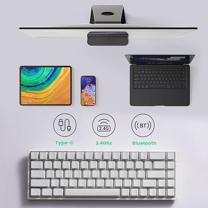 MONSGEEK FUN68 Rapid Trigger Gaming Keyboard 8k SP HE Tri-Mode 65% White Keyboard Glare Magnetic Switch