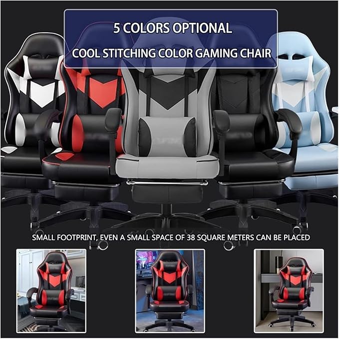 Chair Swivel Chair Gaming Chair Footrest Cool Stitching Color Ergonomics Gamer Chair 145° Comfortable Reclining Racing Chair Silla Gamer Load Bearing 140Kg/308.6Lbs