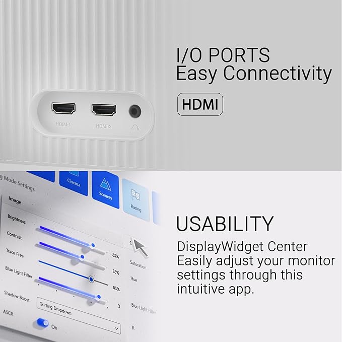ASUS 24 Inch 1080P Business Monitor Full HD IPS Display 100Hz Refresh Rate 1ms MPRT Eye Care Built-in Nano-ion Generator SmoothMotion Adaptive Sync HDMI x2 Height and Tilt Adjustable White
