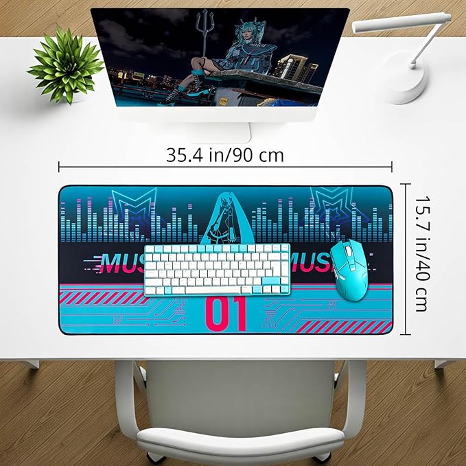 Mouse Pad with Non-Slip Rubber Base 35.4 × 15.7 Hatsune Miku Collaboration Series