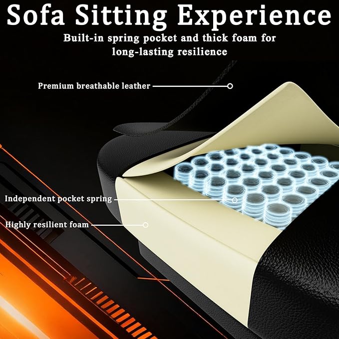 Gaming Chair with Pocket Spring Cushion and Footrest Ergonomic Computer Chair for Adults Breathable PU Leather Game Chair Adjustable Headrest and Lumbar Support Office Desk Chair