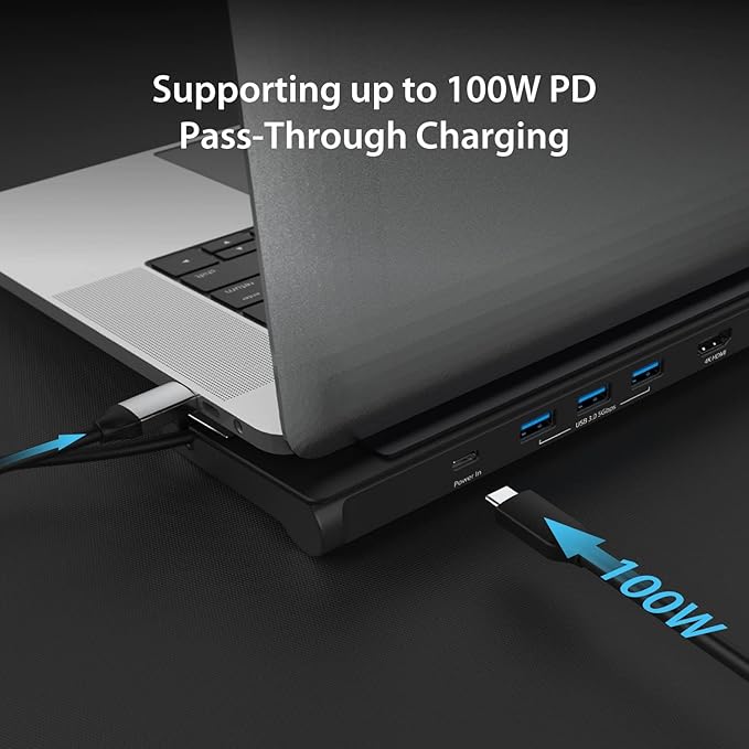 j5create USB-C Dual HDMI Docking Station (10-in-1) 4K + 1080p Dual HDMI Display 5Gbps USB-A x3 SD Card Reader PD 100W RJ45 Ethernet Combo Audio Jack for MacBook and Windows Laptop (JCD542)