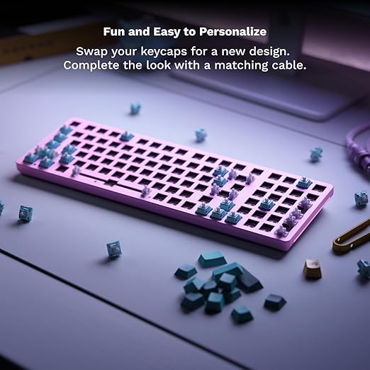 GLORIOUS Gaming GMMK 2 Full Size (96%) Barebones (Frame Only) - Mechanical Gaming Keyboard Frame Full Size (96%) Aluminium Customisable Per Key RGB American QWERTY Layout - Pink