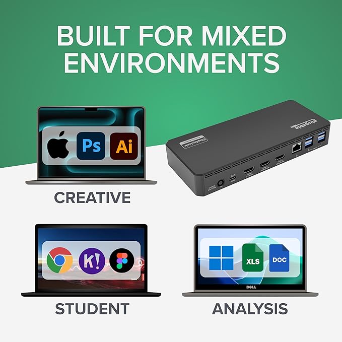 Plugable USB C Triple Display Docking Station | 100W PD 3x HDMI (1x 4K 30Hz 2x 1080p 60Hz) 6x USB 5Gbps Ports | Windows macOS ChromeOS Compatible - Enhance Productivity with Multi-Monitor Support
