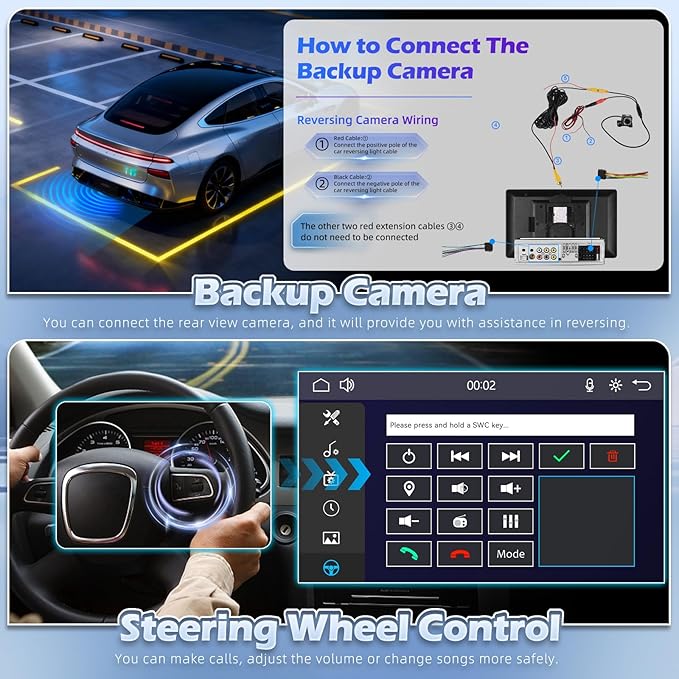 Vertical Single Din Car Stereo 10.4 Inch Rotatable Touch Screen Radio with Wireless Carplay &amp Android Auto Support Backup Cam/GPS/Bluetooth/FM/RDS/Mirror Link/SWC/EQ