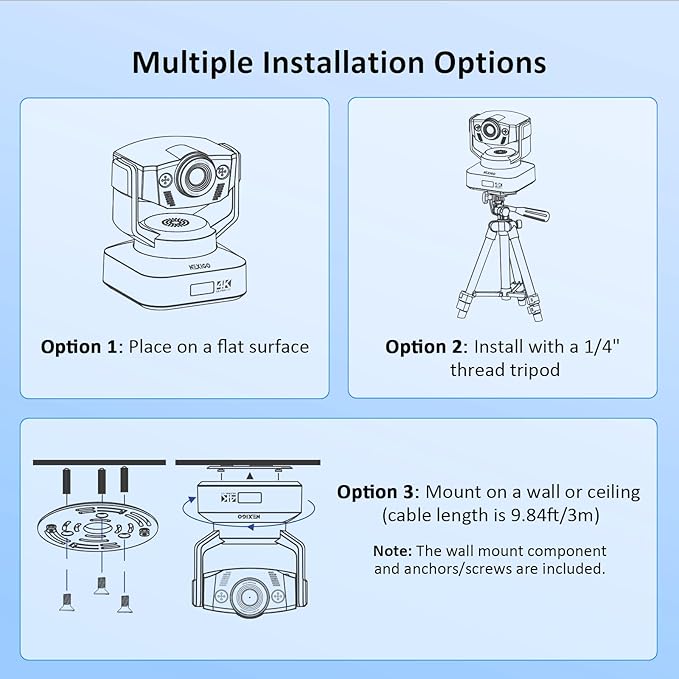 Zoom Certified NexiGo N990 (Gen 2) 4K PTZ Webcam Video Conference Camera System with 5X Digital Zoom Sony_Starvis Sensor Position Preset Dual Stereo Mics 3.5mm Audio Jacks for External Mics