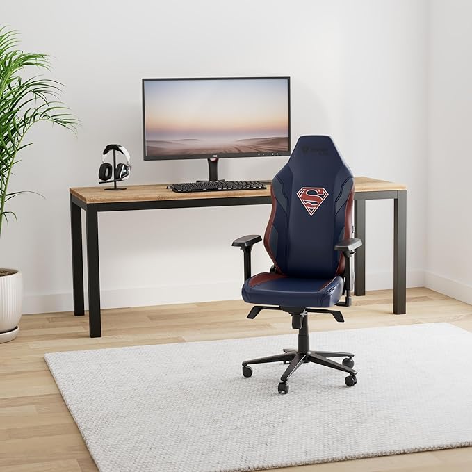 Secretlab Titan Evo Superman Gaming Chair - Reclining - Ergonomic &amp Comfortable Computer Chair with 4D Armrests - Magnetic Head Pillow &amp 4-Way Lumbar Support - Blue/Red - Leatherette