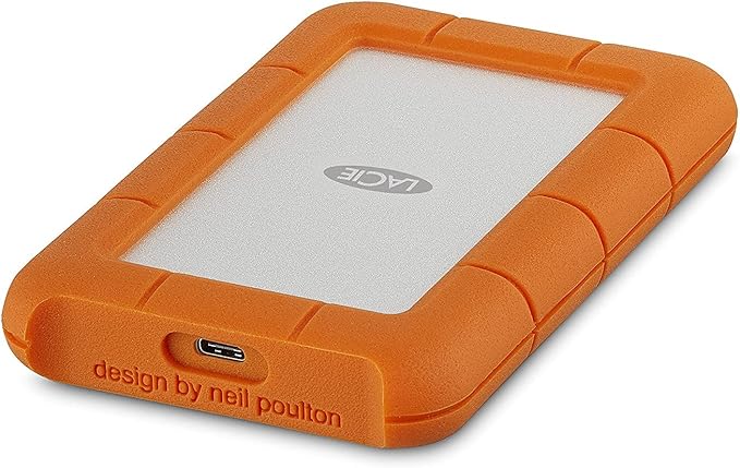 LaCie Rugged USB-C 2TB Portable External Hard Drive Drop Shock Dust Rain Resistant for Mac &amp PC (STFR2000800)