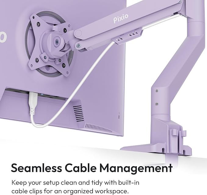 Pixio PX248 Wave Purple 24 inch 200Hz Refresh Rate FHD 1080p Resolution Fast IPS Panel 1ms GTG Response Time Gaming Monitor and PS1S Wave Purple Single Monitor Arm - Fits up to 32 inches and 19.8lbs
