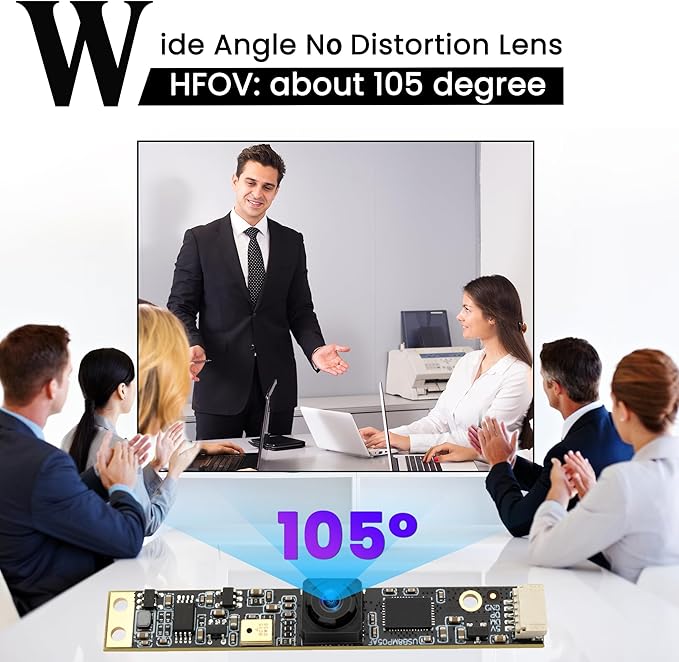 8MP Ultra HD USB Camera with Microphone2448P 30fps105° Wide Angle Lens Lightburn Compatible for 3D Printers Plug and Play Works with WindowsMacLinux Raspberry Pi