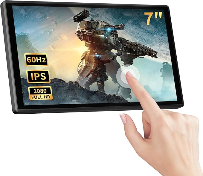 PeakDo 7 inch Portable Touchscreen Mini 1080P 60Hz USB C HDMI Monitor Ultra Thin Lightweight IPS LCD Display Second Screen for Gaming Working PS5 Xbox Laptop PC