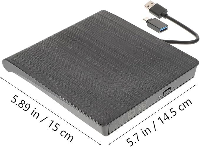External USB Cd DVD Burner Recorder Drive Slot-in Optical Drive for Laptops Black Easy to Use No Additional Drivers Required Compact Design for Home Travel