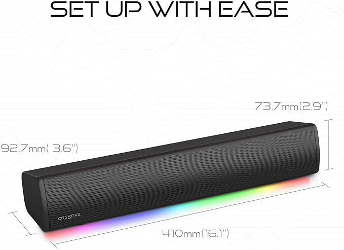 Sound Blaster GS3 (White) Compact RGB Gaming Soundbar with SuperWide Technology Powered via USB Bluetooth 5.4 Headphone-Out Port for PC and Mac