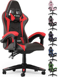 Bigzzia Gaming Chair Computer Game Chair with Lumbar Support Comfortable Video Game Chairs for Adults Kids Racing Style Gamer Chair with 360°-Swivel Seat and Headrest （Red）