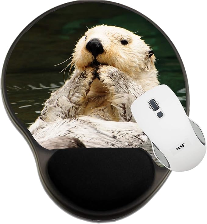 MSD Mousepad Wrist Rest Protected Mouse Pads Mat with Wrist Support IMAGE ID: 10505527 Arctic tundra white otter eating