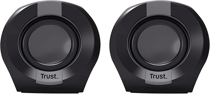 Trust Polo Small PC Speaker 2.0 8 W (4 W RMS) Compact Speaker Set USB Operated Speaker Set Integrated Control AUX 3.5 mm PC Boxes Computer Laptop Black