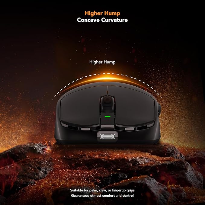 KYSONA Mercury Wireless Gaming Mouse41g Ultalight PAW3395 Sensor 8K Polling Rate26000 DPI5 Programmable Buttons Optical Mice for PC/MAC/LaptopBlack