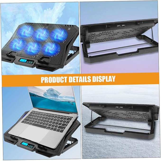 Alipis Laptop Cooling Pad 15.6-inch Quiet Fan Stand Cooler with Adjustable Speed and Blue LED for PC Notebook Gaming and Office Use