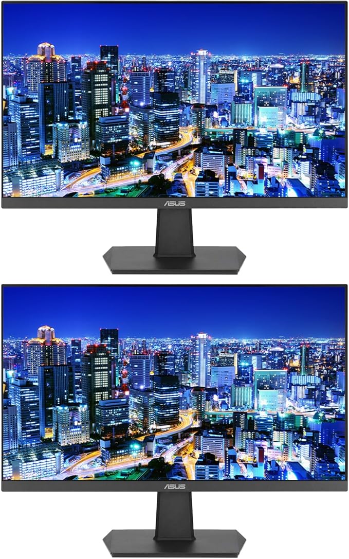 ASUS VA24EHF 24-inch 1920 x 1080 Full HD LED Backlit LCD Frameless Monitor 2-Pack Bundle with HDMI Adaptive-Sync Eye Care Low Blue Light 100Hz 1ms Smooth Motion