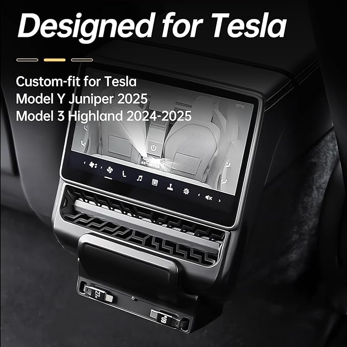 USB Hub for Tesla Model Y Juniper 2025 2026 Model 3 Highland 2024 2025 87W Multi Port Center Console Fast Charger Rear Vent Air Outlet Expansion Cover Docking Station with Retractable Cables