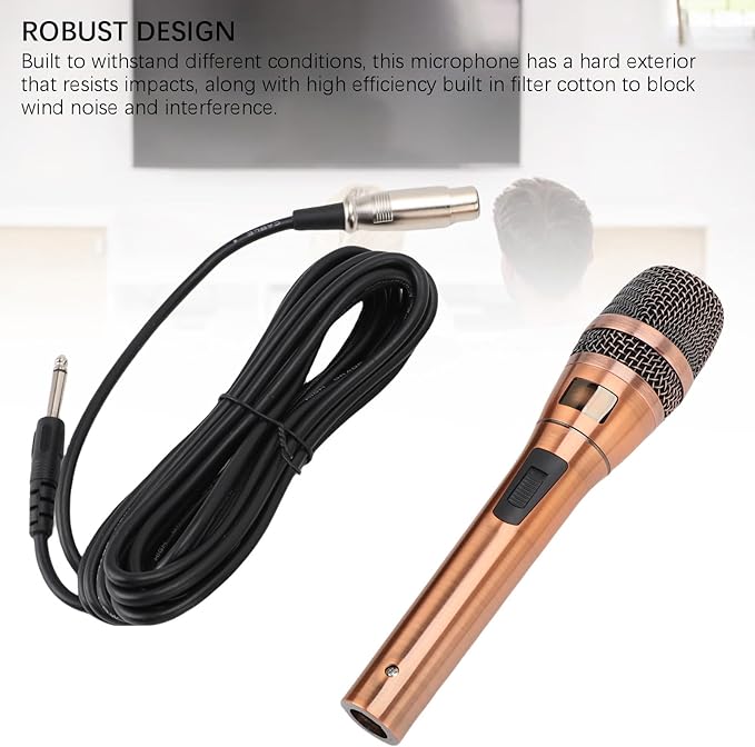 Yunseity Dynamic Microphone Cardioid Wired Microphone with Stereo Pickup and Wide Frequency Response for Home Singing Stage KTV Performance