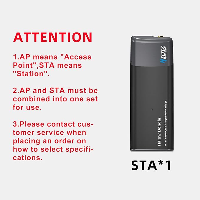 Heltec Wi-Fi HaLow Dongle 1KM Ultra-Long-Range USB Type-C Low Power Consumption Wireless Network Bridge IEEE 802.11ah 902-928MHz Supported Wi-Fi and Ethernet (STA Mode)