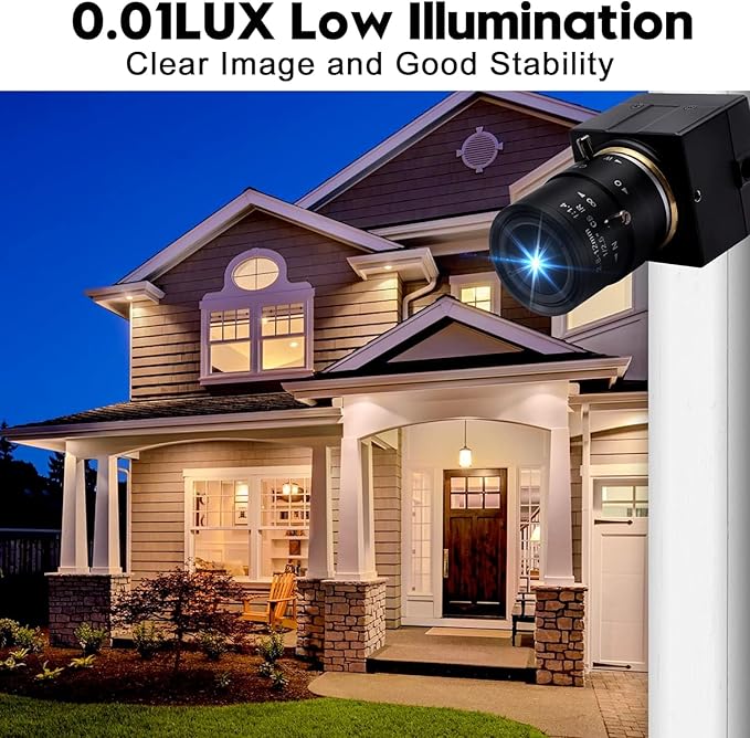 1080P USB Webcam 2MP HD Web Camera Low Illumination 0.01Lux USB2.0 Camera H.264 High Definition IMX322 Webcam with 2.8-12mm Varifocal Lens