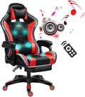 Computer Gaming Chair with Bluetooth Speakers RGB LED Lights Ergonomic Gamers Desk Chair Music Video Office Chair for Aldultsgaming chair with footrestMassage Gaming ChairHigh Back Gam