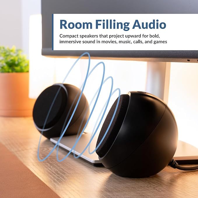 Cyber Acoustics USB-Powered 2.0 Speakers (CA-2110USB) – Modern 2.0 USB C or A Computer Speakers for Desktop PC 12 Watts Power for Loud Sound Compatible with PCs and Laptops