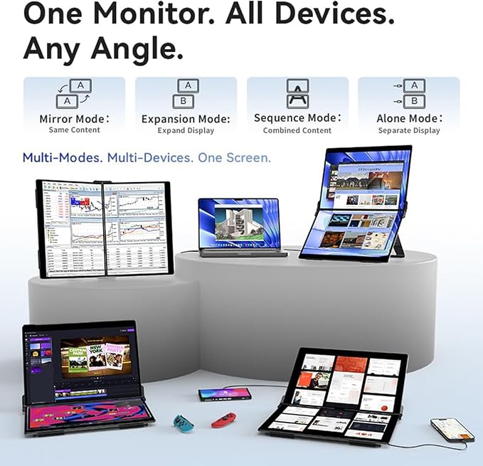 EHOMEWEI X2 Air 2.5K Portable Dual Touchscreen Monitor with Stylus Pen 90Hz 14.2“*2 IPS 2520 * 1680 400 Nit Brightness 100% sRGB for Office/Home/Travel for Mac/Laptop/Smartphone Extender Screen