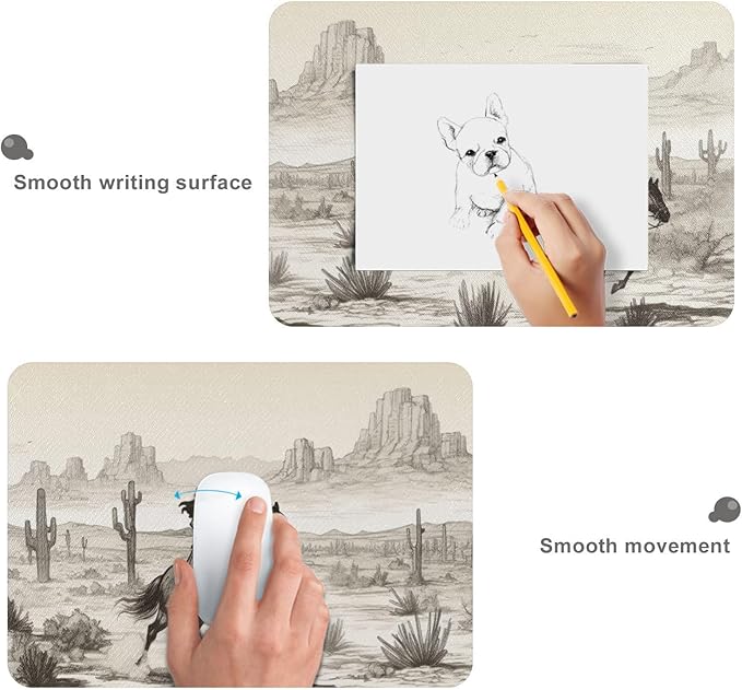 Western Desert Cowboy Large Mouse Pad Non-Slip Desk Mat for Desktop 3mm Thick Long Rubber Base Desk Mat Protector for Gamer Office Work Home 35.4x15.7 Inch