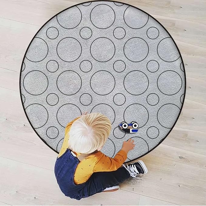 Abstract Office Chair Mat Non Slip Round Floor Mat for Hardwood Floor and Protector for Rolling Chair Circles Brush Geometric CirclesBlack White Diameter 47.2 in